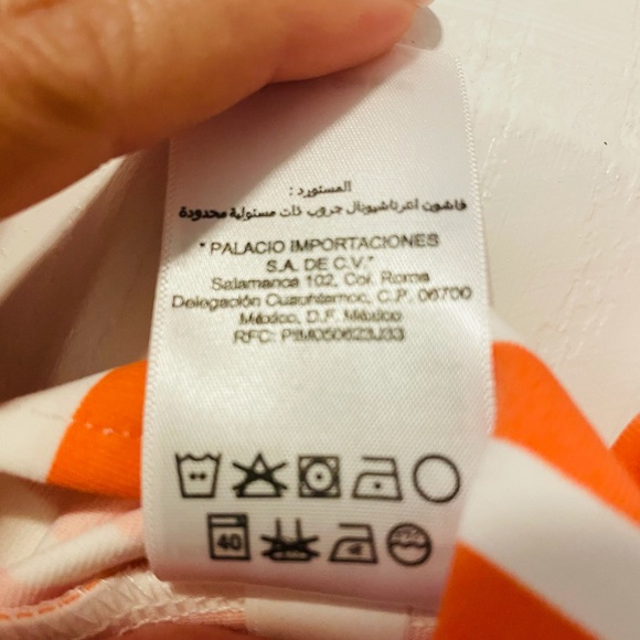 NWOT BEBE Orange&White Stripes Peplum Tank Top S/P - Picture 6 of 6